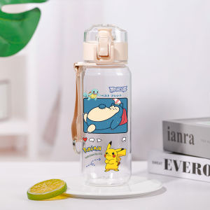 Pikachu Plastic Water Cup for School Girls Seed Design Cartoon Character Childrens Beverage Container with Lid And Handle