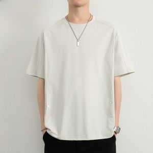 HENGYUANXIANG | Hengyuanxiang Mens Round Neck Short Sleeve T-Shirt Casual Breathable Summer New Style Pure Color Inner Wear Cotton Polyester