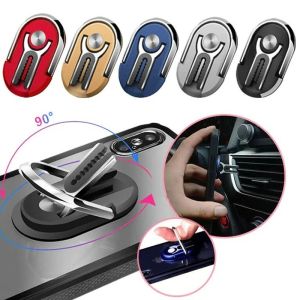 2-IN-1 Universal Car Phone Holder Portable Phone Holder Stand Finger Ring Bracket Foldable Adjustable Metal Alloy Desktop Holder