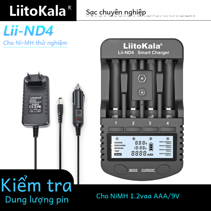 Liitokala Lii-nd4 Nimh/cd 1.2v Aa Aaa Bộ sạc pin có thể sạc lại với màn ...