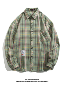 เสื้อเชิ้ตลายสก๊อตสไตล์ญี่ปุ่นสำหรับผู้ชายเสื้อเชิ้ตผู้ชายลำลองทรงหลวมแบรนด์ยอดนิยมแบบใหม่สำหรับฤดูใบไม้ผลิและฤดูร้อนและฤดูใบไม้ร่วงเสื้อคลุมแขนยาวสำหรับวัยรุ่น