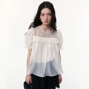 TAMMY TANGS | Sweet Style Sugar Power Muse Glimmer Doll Shirt Short Sleeve Sequin Elegance Summer New Arrival Womens Top Shopping Mall Same Model