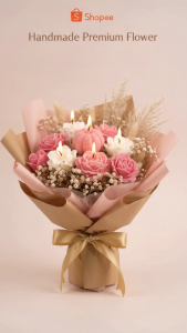 Handmade Premium Flower Bouquet Soy Wax Candle | Aesthetic Floral Centerpiece | Housewarming & Wedding Gift Pack of 3