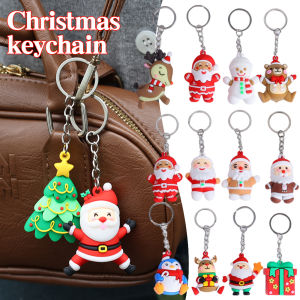 Cartoon Christmas Series Car Keychain Cute Snowman Santa Claus Backpack Hanging Decoration New Year Gifts