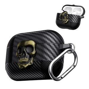 Suit Thug Skull Series Magnetic Headphone Case for Airpods pro 3 2 1 & Airpods 4 with Hook - Durable Protective Cover