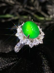 Retro Vintage Open Ring for Women Full of Diamonds Oval Chalcedony Finger Ring Jewelry That Doesnt Fade Love/Splash/Bell Pattern