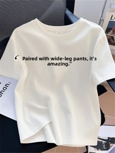 LINGLONGDAI | Pure Cotton White Short Sleeve Womens T-shirt Summer New Loose Round Neck Base Shirt Inner Wear Top Ins Style Commute Wind