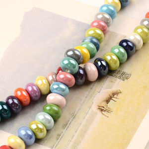 30pcs 5x8mm Flat Round Abacus Ceramic Beads Loose Spacer DIY Beads for Jewelry Making Bracelet Necklace Accessories