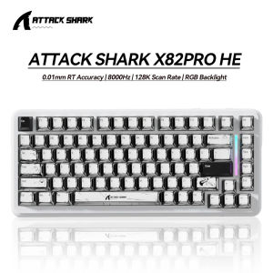 ATTACK SHARK | ATTACK SHARK X82PRO HE 75% Wireless Gaming Keyboard Magnetic Switch Rapid Trigger 8K RGB Hot Swappable PBT Triple Mode For Gamer