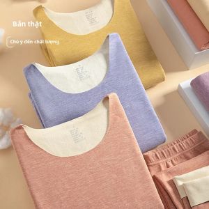 Bộ Đồ Lót Giữ Nhiệt Cho Nam Và Nữ Với Áo Thu Đông Và Quần Dài Lớp Lông Cừu Dày Dặn Áo Và Quần Dài Mùa Đông Lớp Đế Ấm Áp Bộ Đồ Ngủ