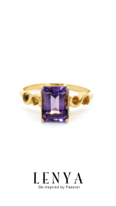 LENYA แหวนพลอยอเมทิสต์ เสริมความสงบใจ มีสติ มั่งคั่ง ขนาด 8x6 มิล ตัวเรือนเงินแท้925 ชุบทองคำ