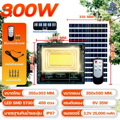 JD-81000L 1000W แสงเหลือง JD SOLAR LIGHT LED รุ่นใหม่ JD-L ใช้พลังงานแสงอาทิตย์100% โคมไฟสนาม โคมไฟสปอร์ตไลท์ โคมไฟโซล่าเซลล์ แผงโซล่าเซลล์ ไฟLED รับประกัน 3 ปี