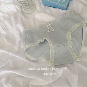 Delightful Soft Cotton Butterfly Knot Triangle Panties in Baby Blue for Young Women Comfortable mid Waist Underwear