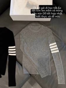 เสื้อสเวตเตอร์ถักคอตั้งแขนยาวทรงสลิมฟิต POPW ทรงหลวมๆ สไตล์วิทยาลัย สำหรับผู้หญิง ฤดูใบไม้ร่วง 2024