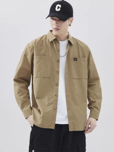 Áo Sơ Mi Nam Cotton Nguyên Chất Mùa Xuân Thu Mới Thời Trang Trẻ Em Đơn Giản Thường Ngày Áo Khoác Ngoài Công Sở Màu Trơn