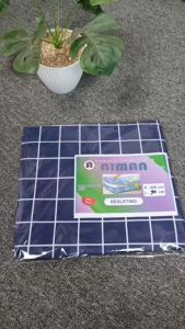 Sarung Kasur Busa Resleting Aesthetic Motif Kotak Navy