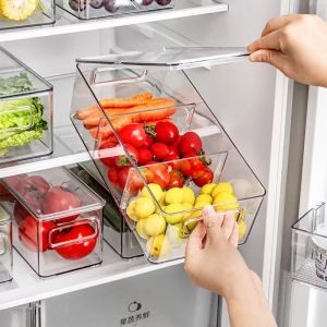 Refrigerator Fruit Vegetable Fresh-keeping Container with Cover Drawer Stackable Food Storage Box