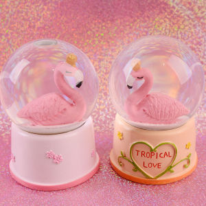 with Snowflakes Flashing Light Love Flamingo Crystal Ball Decoration Creative Wedding Gift for Boys and Girls Birthday Gift