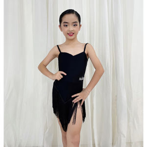 Childrens Latin Dance Costume Skirt with Tassel Strap Performance Costume Practice Outfit Summer New Style Female Model