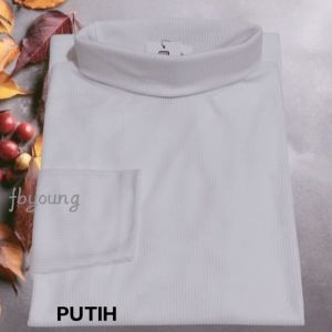 long sleeves turtleneck manset wanita polos bahan rib premium
