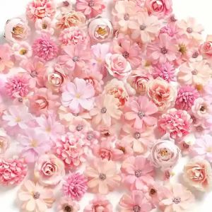 36Pcs/Bag Silk Flower Heads Fake Rose Daisy for Home Decoration Wedding Decor Garland Supplies Artificial Craft Flower Wreath