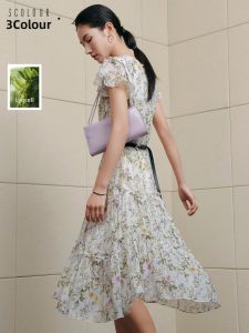3COLOUR·S | Romantic Flower Print A-Line Summer New Style Dress
