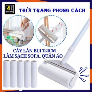 Cây Lăn Bụi Sàn Nhà Làm Sạch Quần Áo Cán Inox Dài 124cm - Dụng Cụ Lau Sàn Ga Giường Rèm Siêu Tiện Dụng / Cây Lăn Bụi Đa Năng - Thanh Lăn Tĩnh Điện Làm Sạch Quần Áo Ga Giường Sofa Tiện Lợi