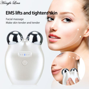Hengfa Lina Mini Micro-Current Face Massager Double Roller Facial Lifting Skin Tightening Beauty Device Remove Wrinkle Skin Rejuvenation
