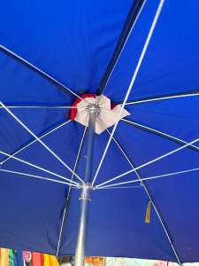 Dù lớn màu xanh( tông xanh đậm nhạt theo đợt vải) rộng 2m4 cao 2m5 chưa có đế