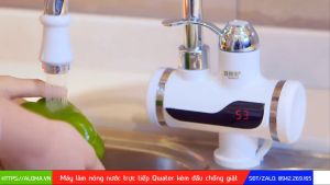 Máy làm nóng nước trực tiếp tại vòi có vòi rửa và vòi sen QWater RX-04 kèm đầu chống giật cao cấp an toàn điện