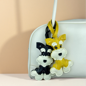 Dachshund Bag Charm with 12cm Strap - Colorful PU Leather Sausage Dog Bag Charm