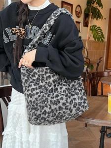 Trendy College Style Plush Tote Bag Womens Winter New Fashion Large Capacity Single Shoulder Sheepskin Bag HiOrange Brand