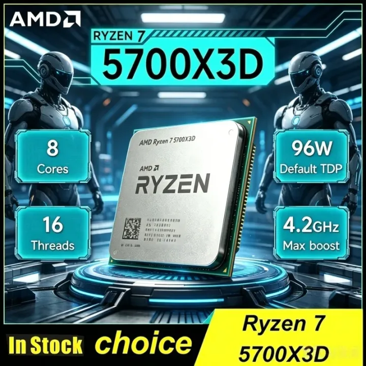 AMD | AMD Bulk CPU Ryzen 7 5700X3D 8-Core 16-Thread 3GHz Base Up to 4.1GHz 105W Ryzen 5000 Series AM4 DDR4 for X570 B550 Motherboard