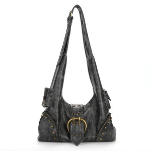 JANDRESS | Original Retro Biker Bag Rivets Black Crossbody