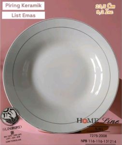 Piring|Mangkuk Keramik List Emas (Omega|Sunbrid)
