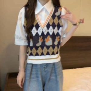 เสื้อยืด Gakki สำหรับชิ้นปลอมเย็บ ผ้านิ่ม ผู้หญิง สองชิ้น ฟรี 3A130-2