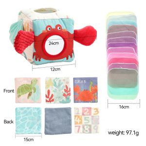 Baby Montessori Toy Cotton Magic Tissue Box Finger Exercising Busy Board Game Cartoon Crab Soft Rattle Game Baby Cloth Book Gift