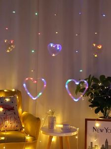 【จัดส่งในกรุงเทพฯ】ไฟม่านไฟตกแต่งประดับ LED ไฟกระพริบรูปดาว/หัวใจ/ต้นคริสต์มาส ไฟตกแต่งวัน Christmas กันน้ำ ต่อกันได้ ไฟตกแต่งวันปีใหม่