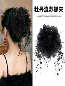 Kẹp Tóc Tua Rua Hình Hoa Cúc 2024 Phụ Kiện Tóc Mới Cho Phụ Nữ Kẹp Tóc Đuôi Ngựa Tạo Hiệu Ứng Tóc Dày Kẹp Tóc Hình Cá Mập