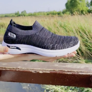 Mens Casual Slip On Loafers Shoes Mesh Black Walking Sneakers Rubber Sports Shoes for Men Big Size