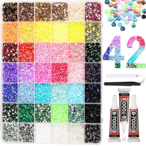 Multicolor Jelly Rhinestones for Bedazzling Bedazzler Kit with Tweezer and Gem Picker 3mm Resin Flatback Gems Diamond Art