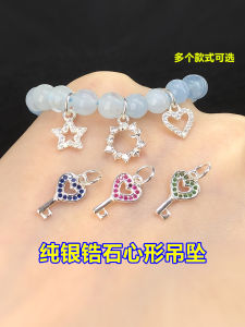 S925 Bạc Nguyên Chất Hình Trái Tim Và Ngôi Sao Đính Đá Zirconia Nhiều Màu Sắc Vòng Cổ Bằng Sợi Thủy Tinh Dệt Tay DIY Phụ Kiện Trang Sức Thời Trang