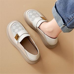 Leather Loafers New Breathable Cut-out Soft Soles Casual and Versatile Slip-on Shoes Hole Shoes