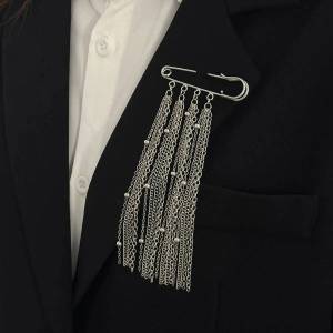 Ingemark | Ingemark Minimalist Metal Tassel Brooches for Women Punk Cool Suit Shirt Silver Color Brooch Pin Clothing 2026 New Year Jewelry
