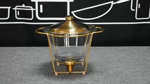 Hot Pot Container Glass Alcohol Restaurant Food Heating Container Square Hot Pot Buffet Stove