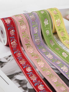 Ruy Băng Thắt Nút Bướm Thủ Công Thêu Viền Hoa Ruy Băng Satin Phụ Kiện Tóc Phong Cách Nông Trại Mỹ Quà Tặng Trang Trí