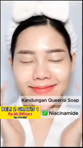 PROMO Sabun Queensi soap Brigtening acne sulfur BPOM