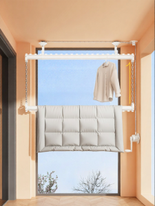 MINGZHI | Side Mount Hand Crank Adjustable Double Layer Drying Rack