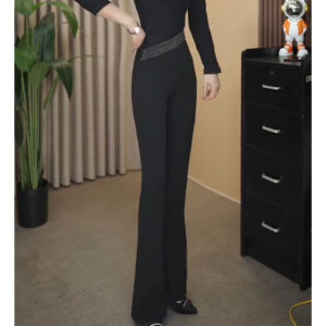 Fashionable Slimming Diamond Embellished Angle Edge Flared Pants Womens Spring Summer New Style Versatile High Waist Long Pants