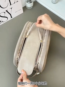 SERENITY Waterproof Makeup Bag for Travel - 5 Compartments Large Capacity Cosmetic Organizer Bag